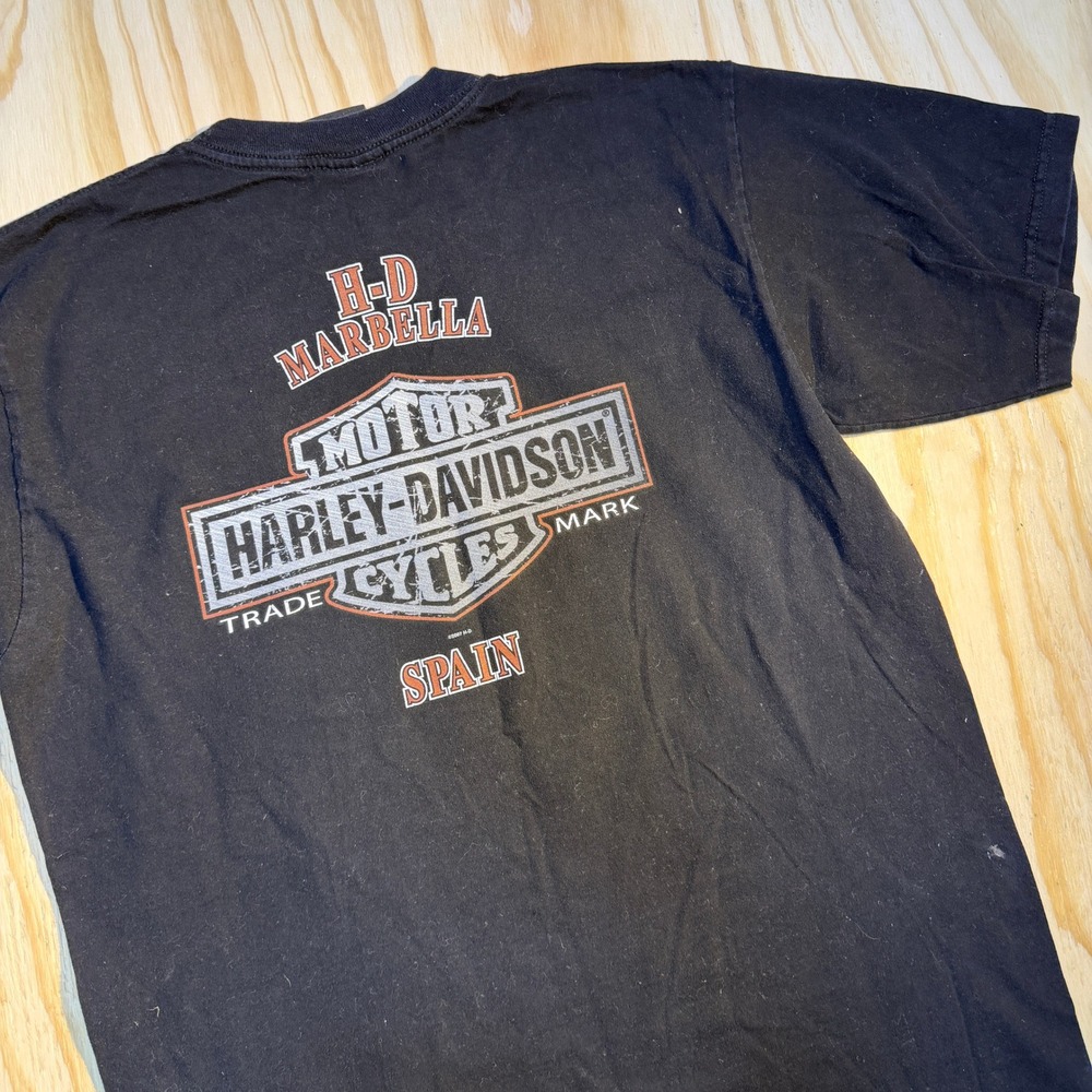 Harley-Davidson Men's Vintage Marbella Spain Graphic T-Shirt Black Size L